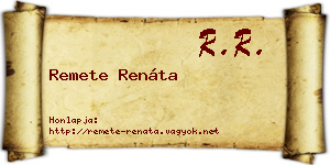 Remete Renáta névjegykártya